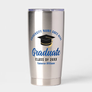 Personalised Graduation Blue Graduate Name Gift Insulated Tumbler