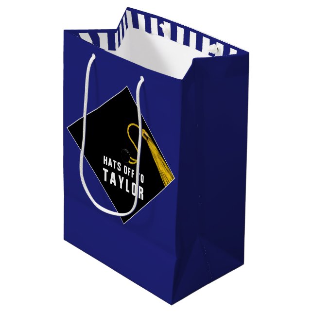 Personalised Graduation Blue Medium Gift Bag (Front Angled)