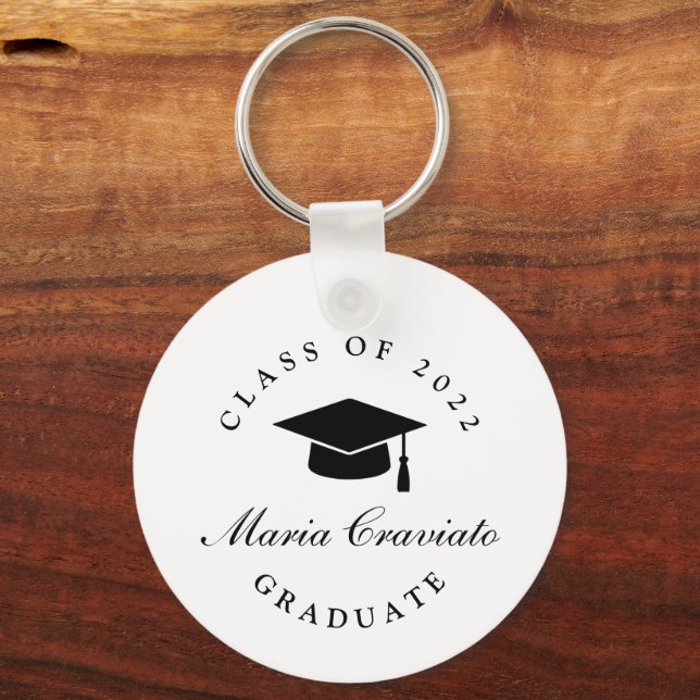 Personalised Graduation Button Key Ring (Front)