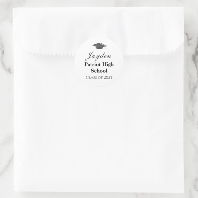 Personalised Graduation Cap School Class of Classic Round Sticker (Bag)