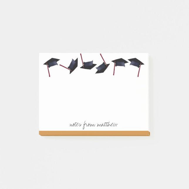 Personalised Graduation Caps Gone Wild Faux Gold Post-it Notes (Front)