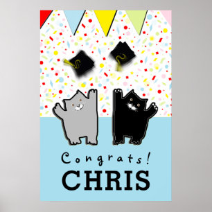 personalised graduation cats congrats poster