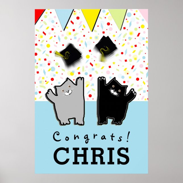 personalised graduation cats congrats poster (Front)