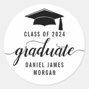 Personalised Graduation Class Of 2024 Classic Round Sticker
