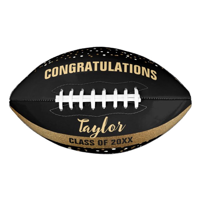 Personalised Graduation Class of 2024 Gold black Football (Front)