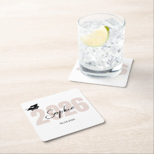 Personalised Graduation Class of 2026 Square Paper Coaster