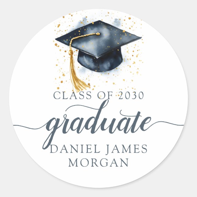 Personalised Graduation Class Of  Classic Round Sticker (Front)