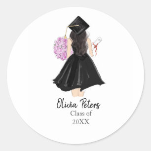 personalised, graduation classic round sticker
