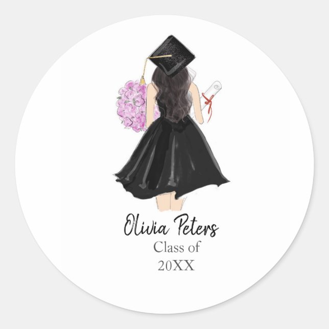 personalised, graduation classic round sticker (Front)