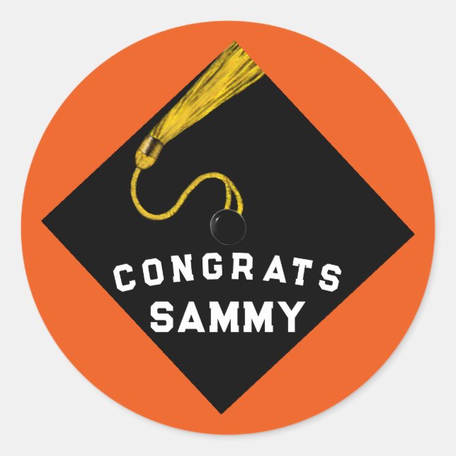 Personalised Graduation Congrats Classic Round Sticker (Front)