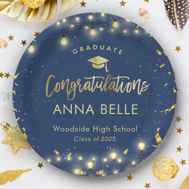 Personalised Graduation Custom Class of 2025 Chic  Paper Plate (Creator Uploaded)