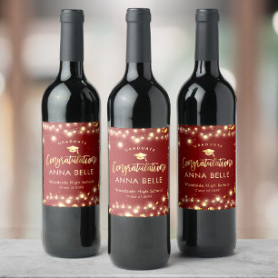 Personalised Graduation Custom Class of 2025 Chic  Wine Label