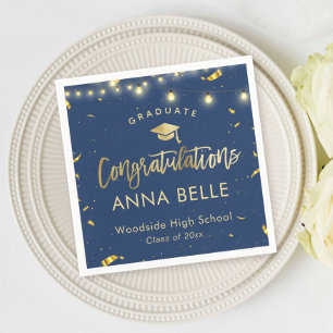 Personalised Graduation Custom Class of 2025 Navy Napkin