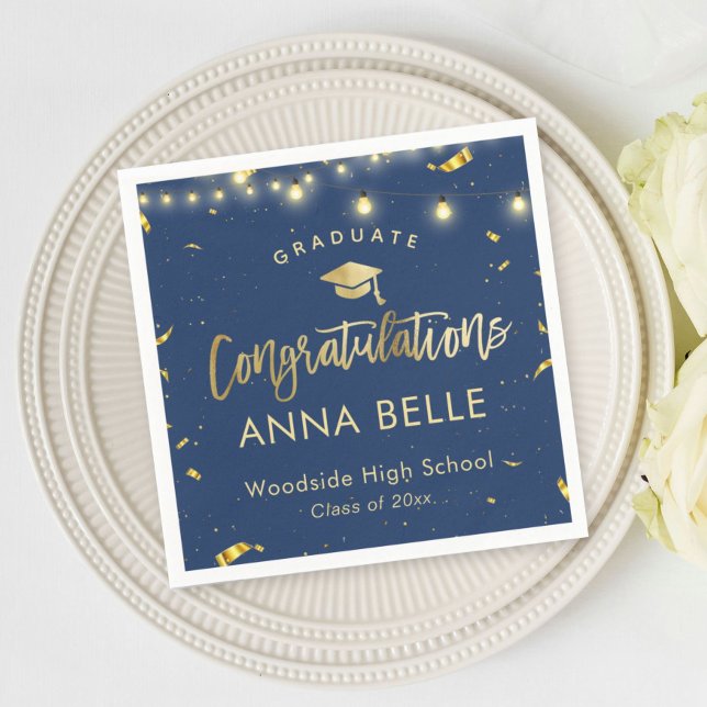 Personalised Graduation Custom Class of 2025 Navy Napkin (Creator Uploaded)