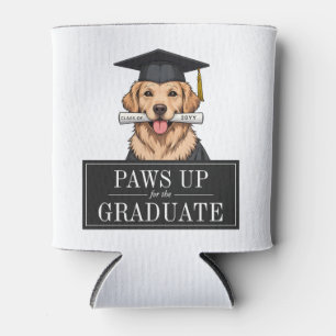 Personalised Graduation Cute Golden Retriever Dog Can Cooler