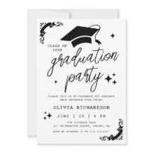 Personalised Graduation Elegant Script Stars & Cap