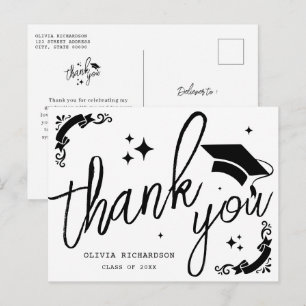 Personalised Graduation Elegant Script Stars & Cap Postcard