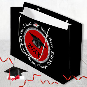 Personalised, Graduation Gift Bags, Black and Red Large Gift Bag
