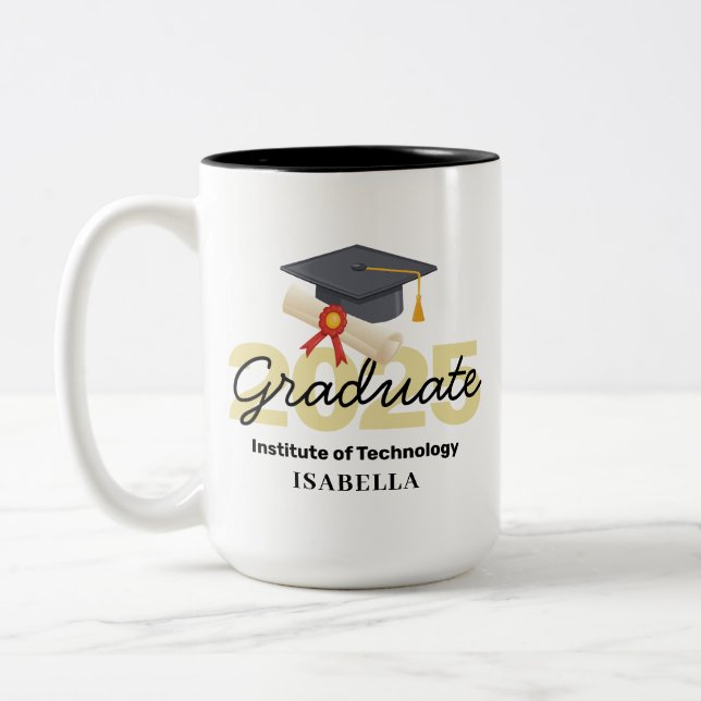 Personalised Graduation Gift - Class of 2025 Two-Tone Coffee Mug (Left)