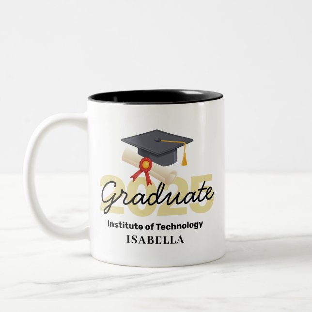 Personalised Graduation Gift - Class of 2025 Two-Tone Coffee Mug (Left)
