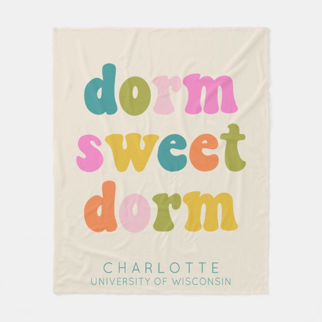 Personalised Graduation Gift Colourful Dorm Quote Fleece Blanket (Front)