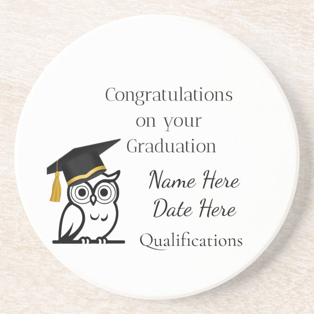 Personalised Graduation Gift for Her – Custom Name Coaster (Front)