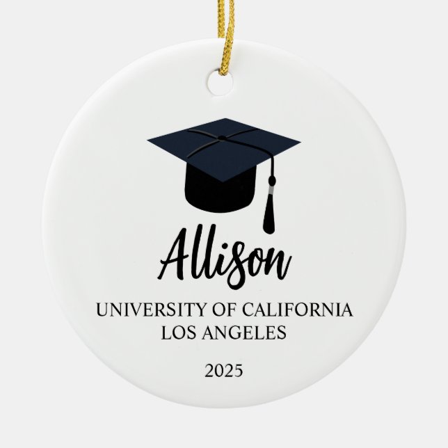 Personalised Graduation Gift, Graduation Ornament, Ceramic Ornament (Front)