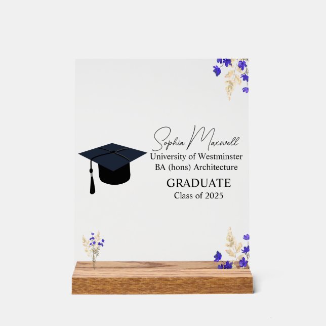 Personalised Graduation Gift, Graduation Plaque, G Acrylic Sign (Front)