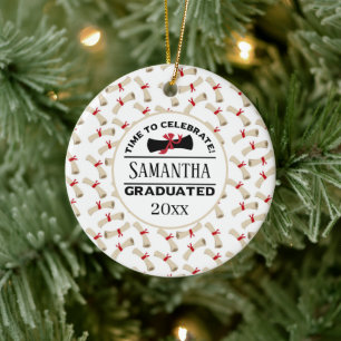 Personalised Graduation Gift   Time To Celebrate Ceramic Ornament