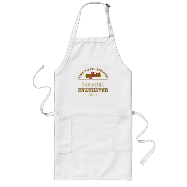 Personalised Graduation Gift | Time To Celebrate Long Apron (Front)