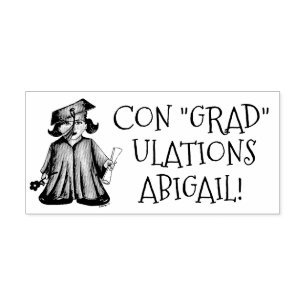 Personalised Graduation Graduate Congrats Girl Rubber Stamp