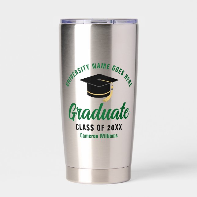 Personalised Graduation Green 2025 Graduate Insulated Tumbler (Front)