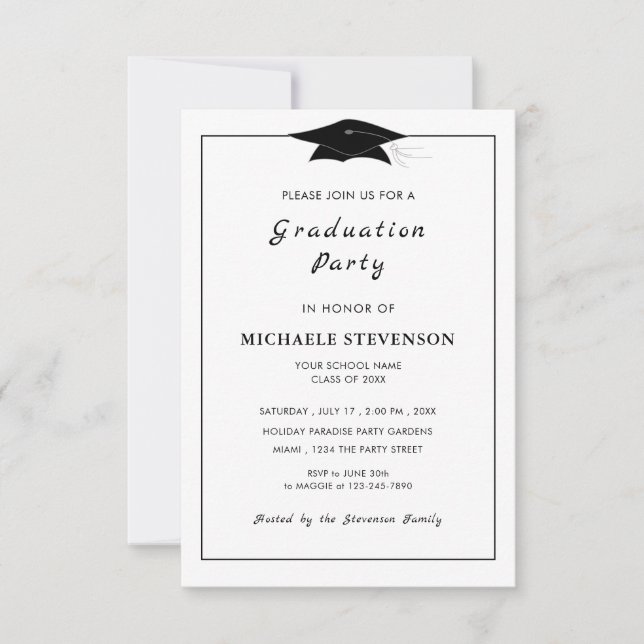 Personalised Graduation Invitation Your Colours (Front)