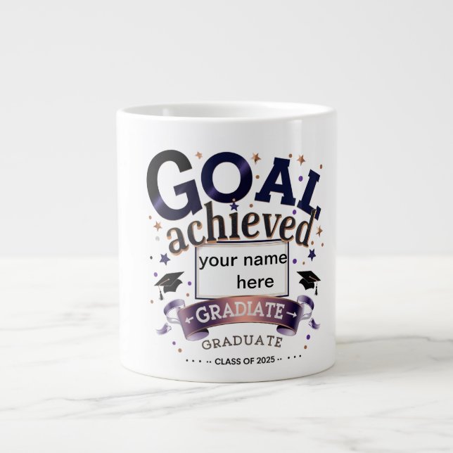 Personalised Graduation Jumbo Mug – Goal Achieved (Front)