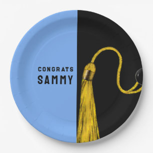 Personalised Graduation Light Blue Paper Plates