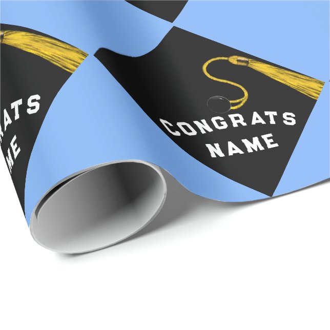 Personalised Graduation Light Blue Wrapping Paper (Roll Corner)