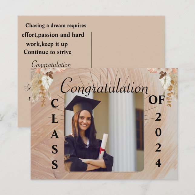 Personalised graduation message photo  postcard (Front/Back)