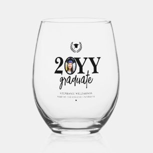 Personalised Graduation Modern Graduate Photo Stemless Wine Glass