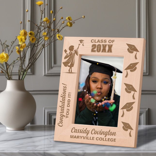 Personalised Graduation Name, School/College, Year Etched Frames (Creator Uploaded)