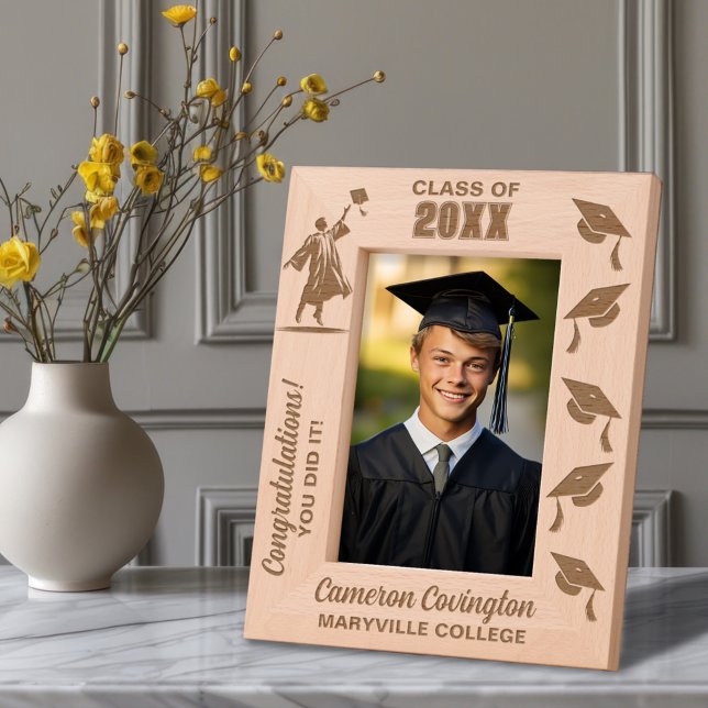 Personalised Graduation Name, School/College, Year Etched Frames (Creator Uploaded)