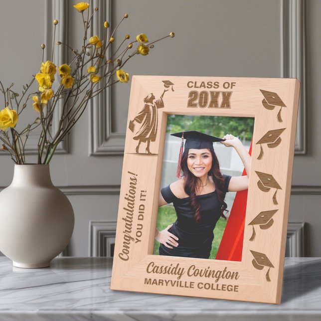 Personalised Graduation Name, School/College, Year Etched Frames (Creator Uploaded)