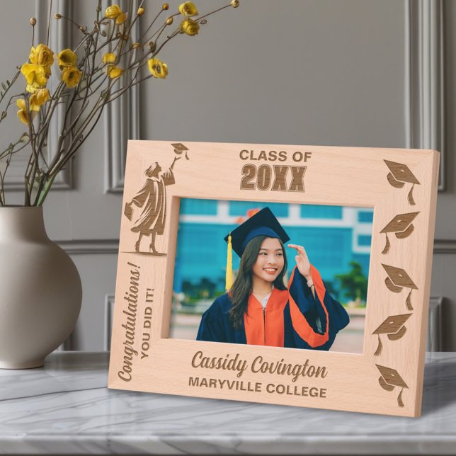 Personalised Graduation Name, School/College, Year Etched Frames (Creator Uploaded)