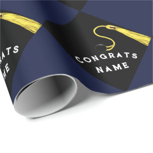 Personalised Graduation Navy Blue  Wrapping Paper