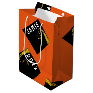Personalised Graduation Orange Medium Gift Bag