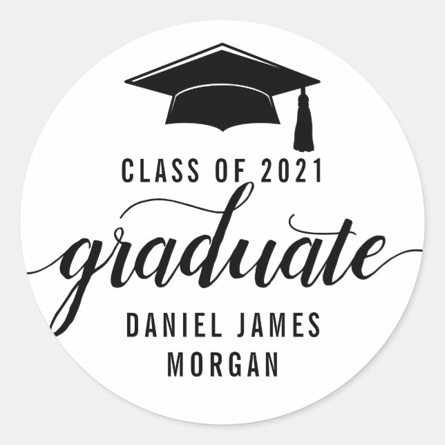 Personalised Graduation Party Classic Round Sticker (Front)