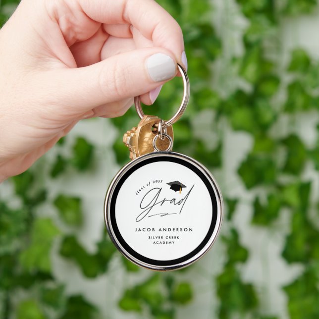 Personalised Graduation Party Custom Name Grad Key Ring (Hand)