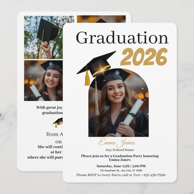 Personalised Graduation Party Photo Invitation (Front/Back)