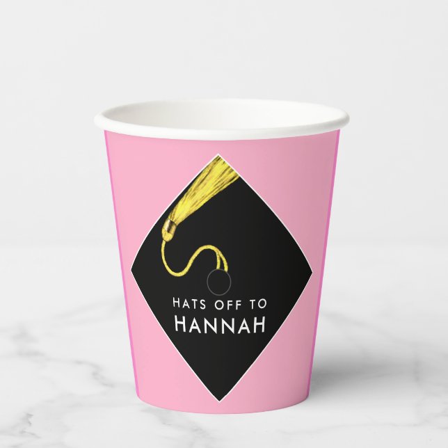 Personalised Graduation Party Pink Paper Cups (Front)