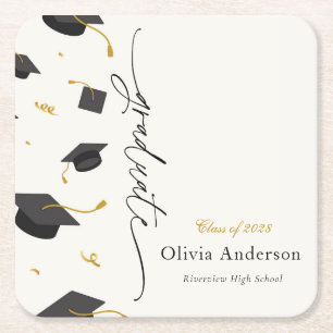 Personalised Graduation Party Square Paper Coaster