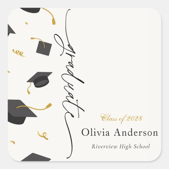 Personalised Graduation Party Square Sticker (Front)
